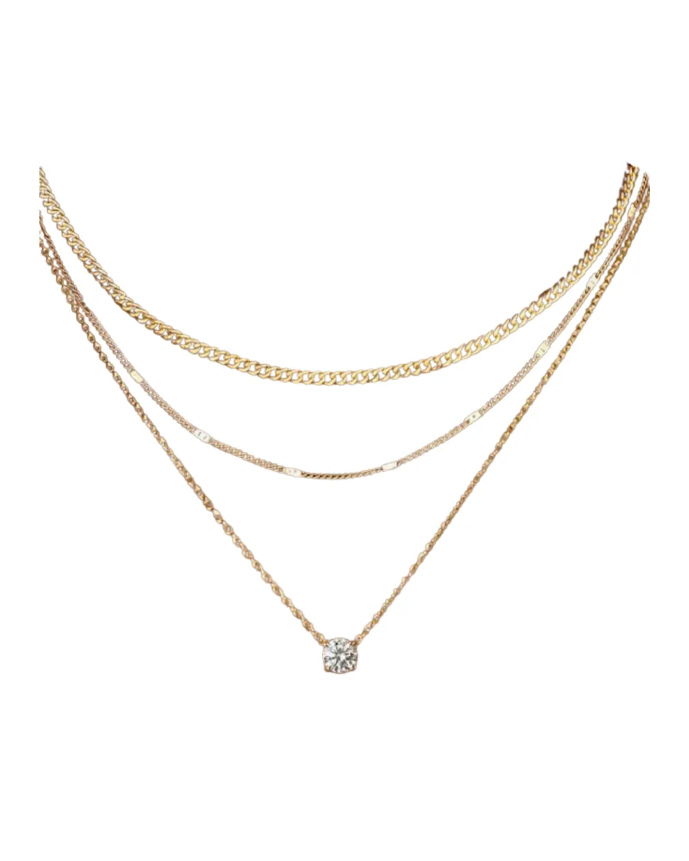 Dainty gold stackable necklace set