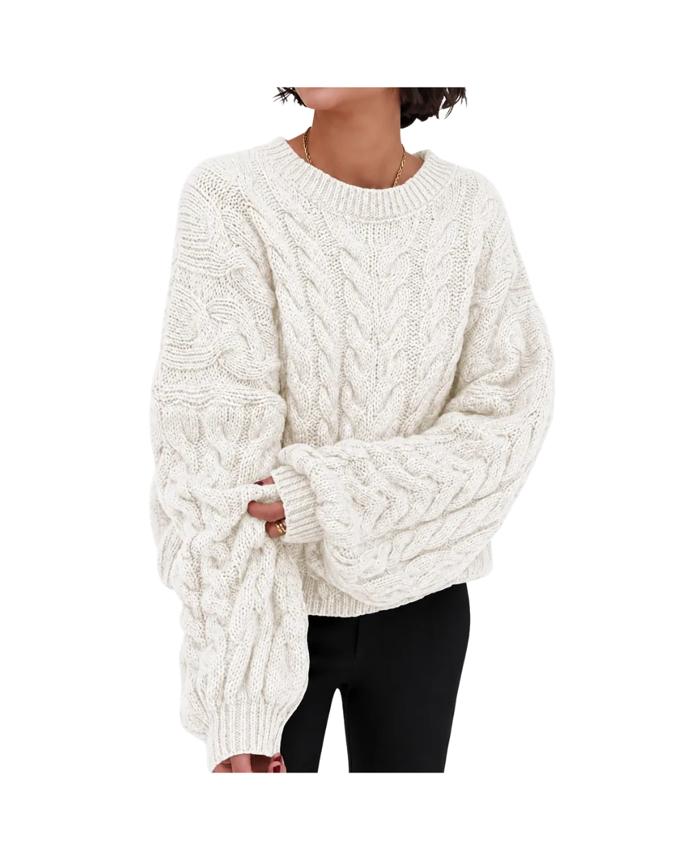 PRETTYGARDEN Oversized Cable Knit Sweater